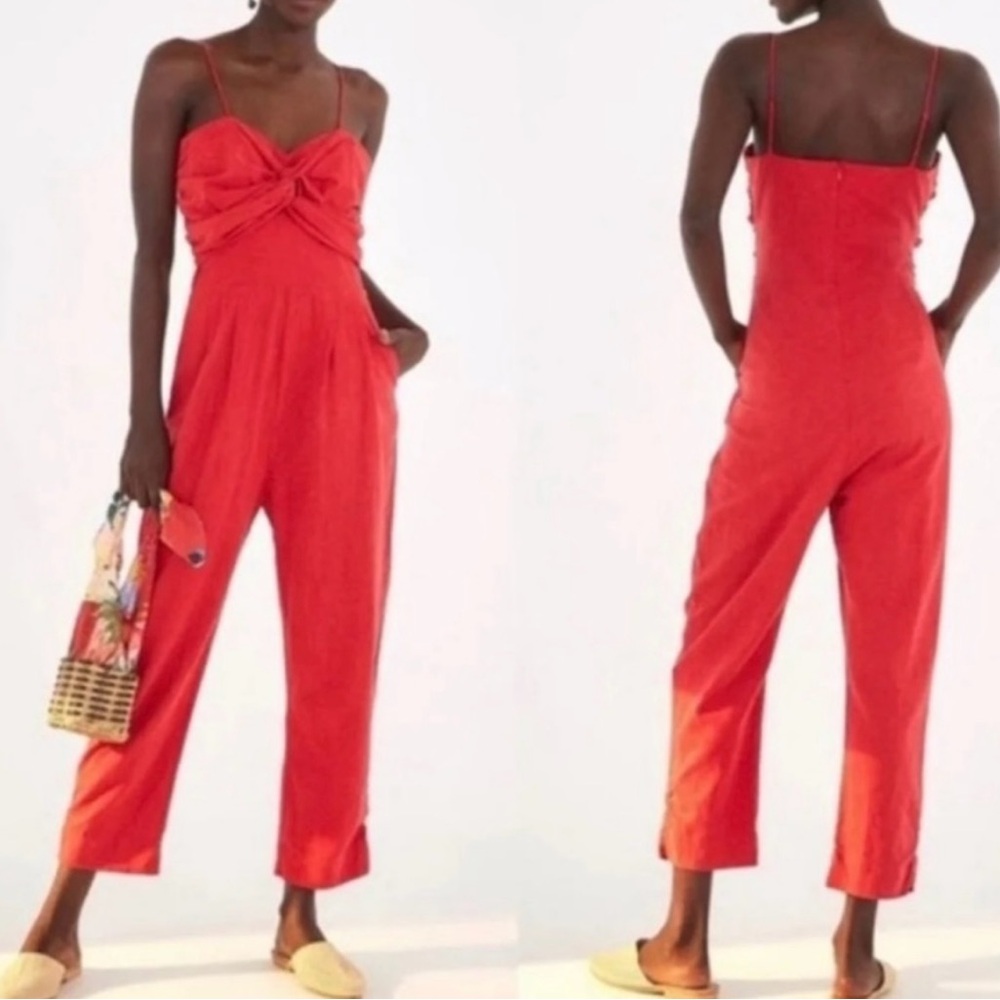 Anthropologie Farm Rio Cherry Red Jumpsuit